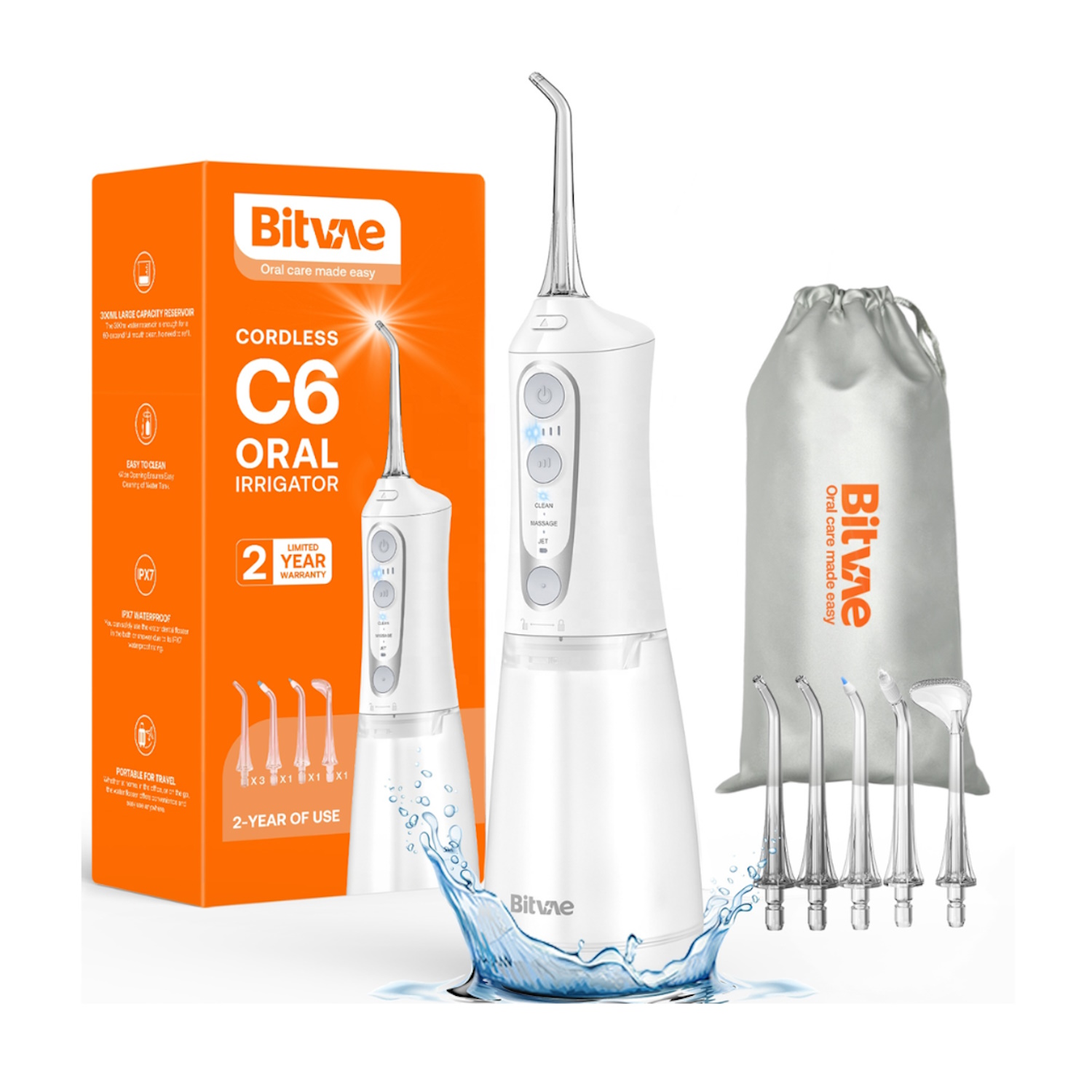 Bitvae C6 irigators 300ml ūdens tvertne