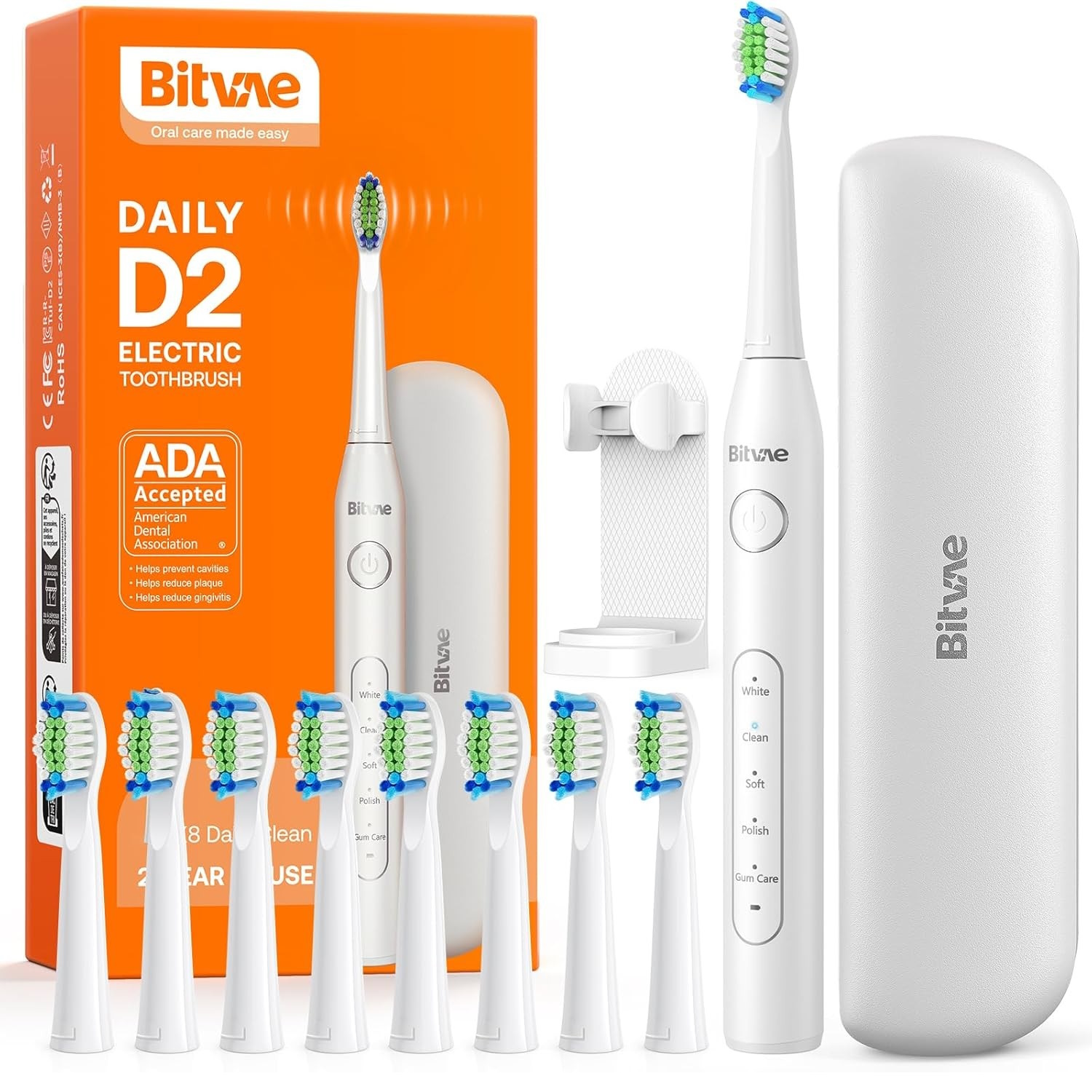 Bitvae D2 elektriskā zobu birste x8