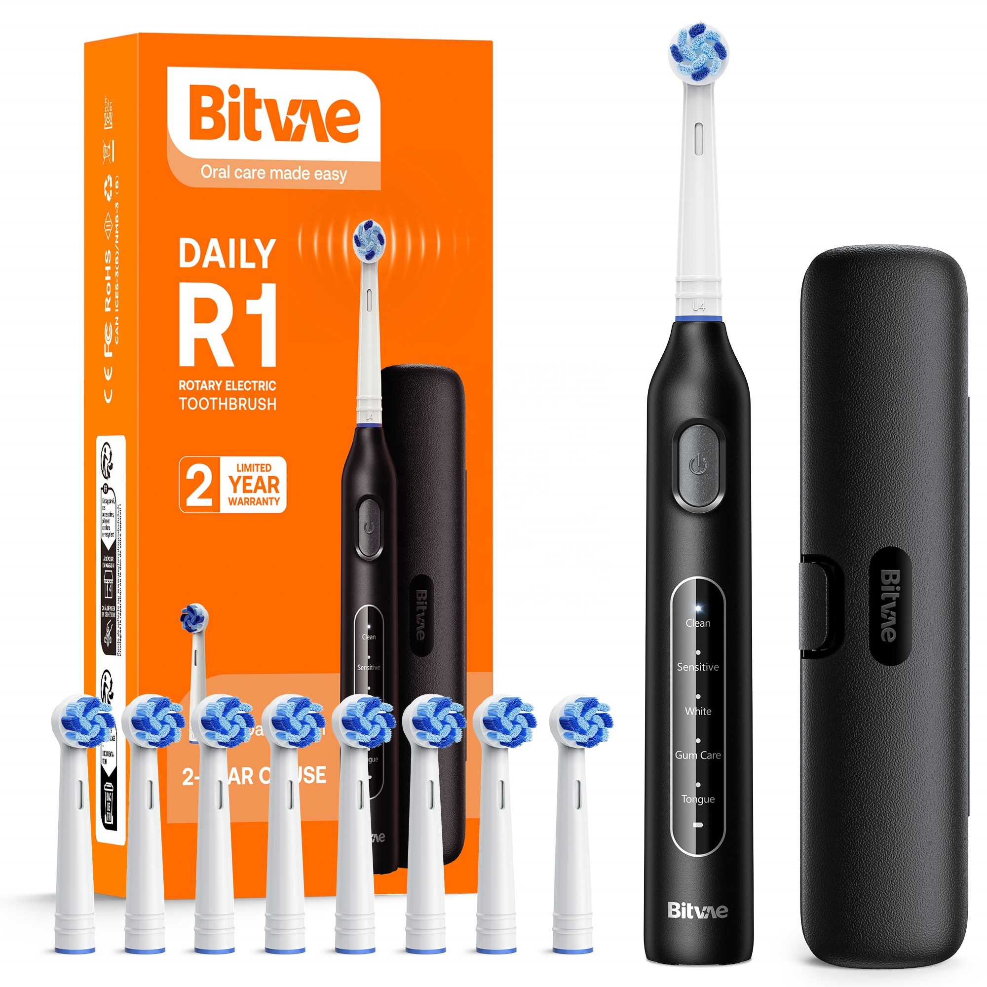 Bitvae R1 elektriskā zobu birste x8