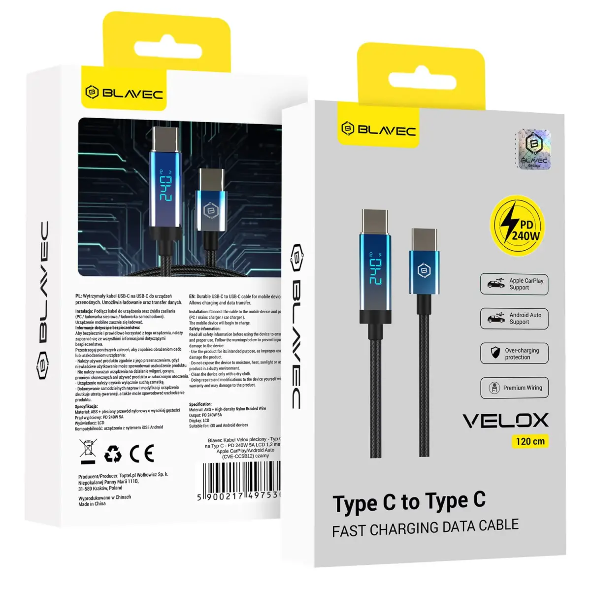 Blavec Kabel Velox pleciony - Typ
