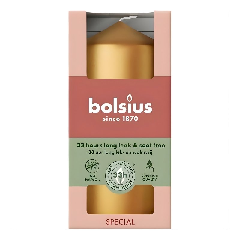 BOLSIUS Svece cilindrs Ø120x58mm zelta |
