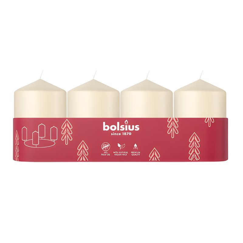 BOLSIUS Sveces cilindrs 4 gab. Ø60x40mm