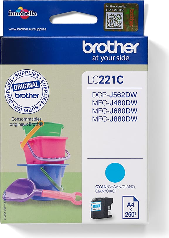 BROTHER LC-221C Zilās tintes kasete 260lpp