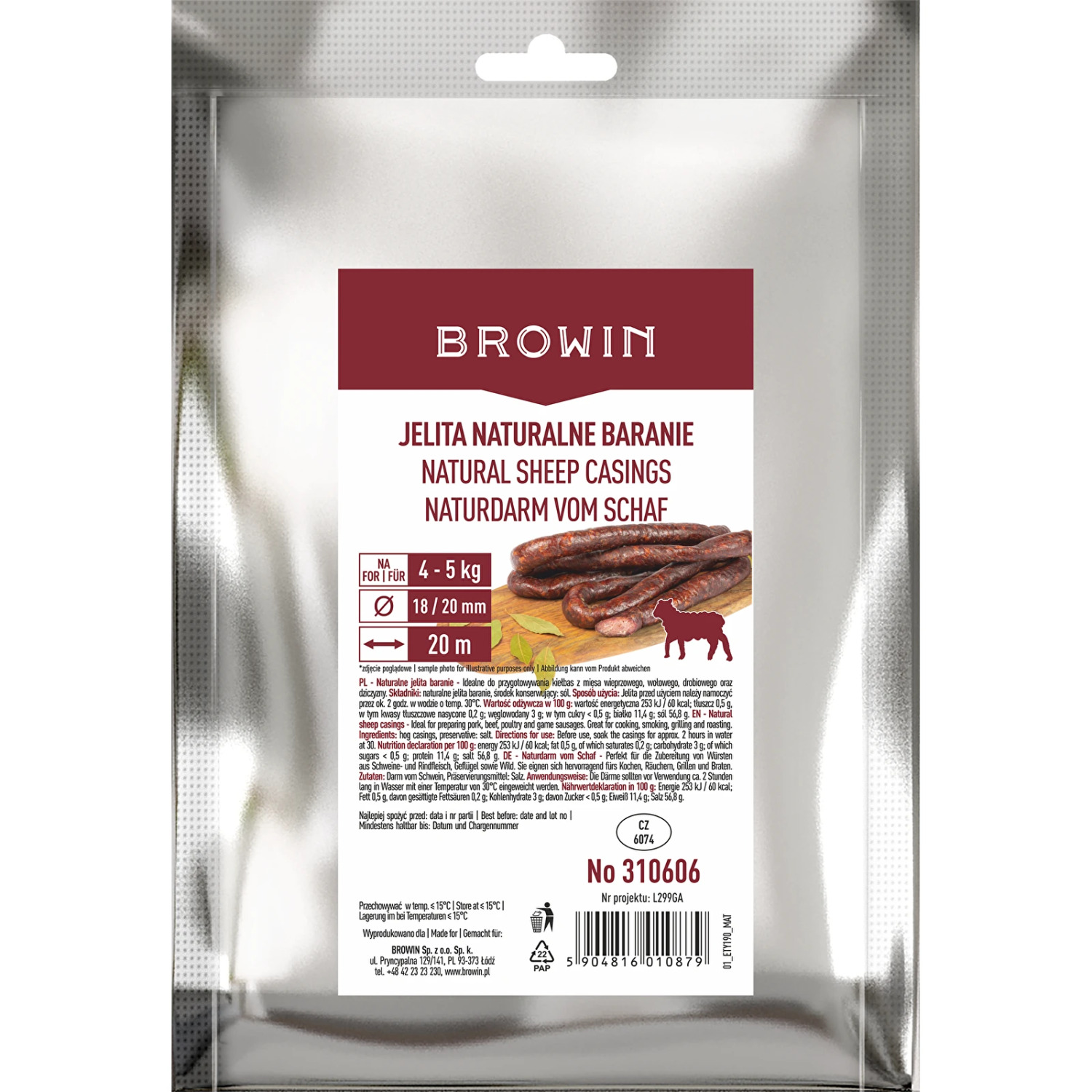 Browin dabīgās aitas zarnas 310606, 18/20mm