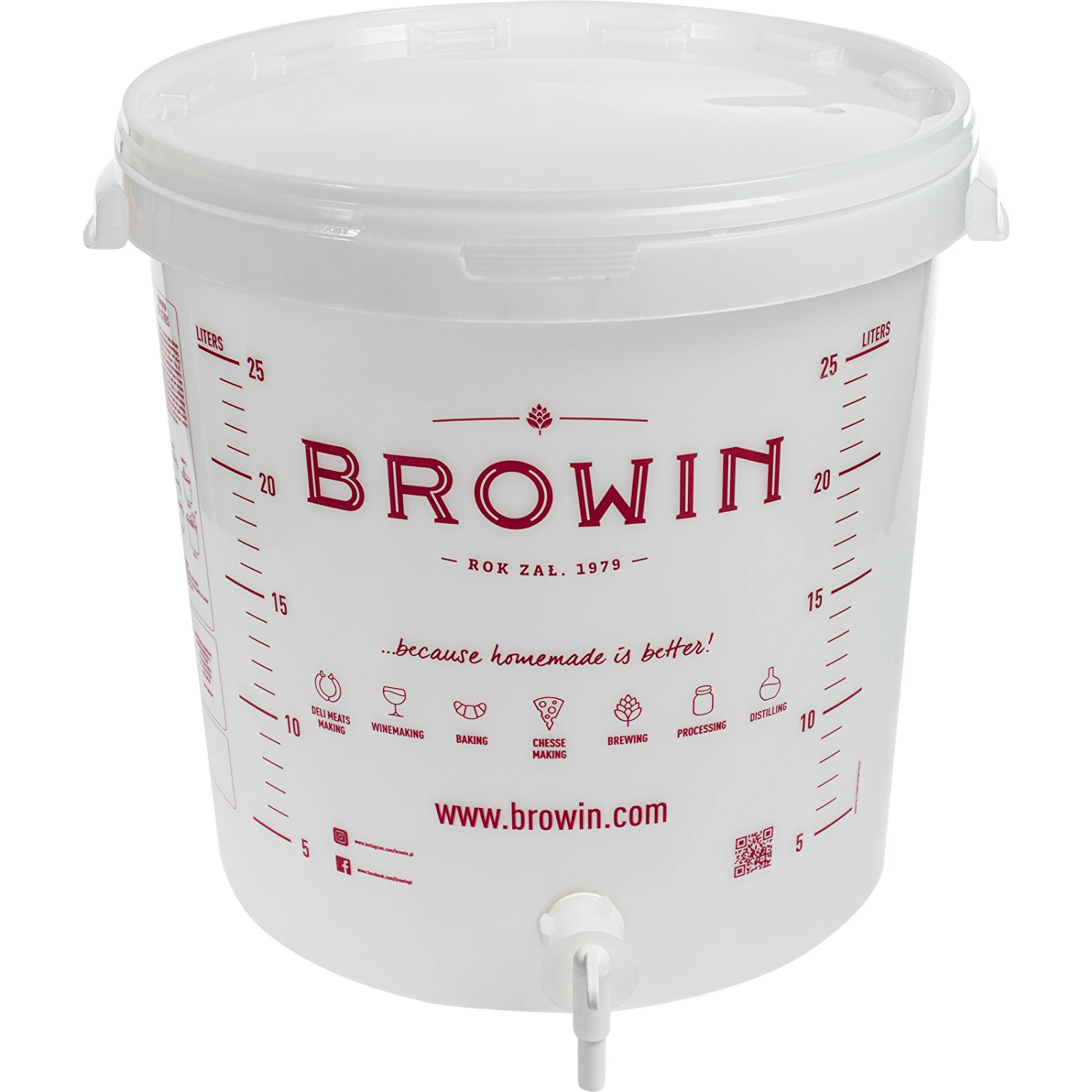 Browin fermentācijas tvertne 340464, 30L, polipropilēns