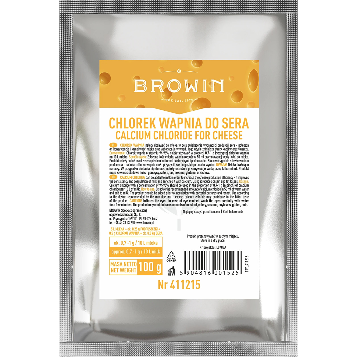 Browin Kalcija hlorīds 411215, 100 g