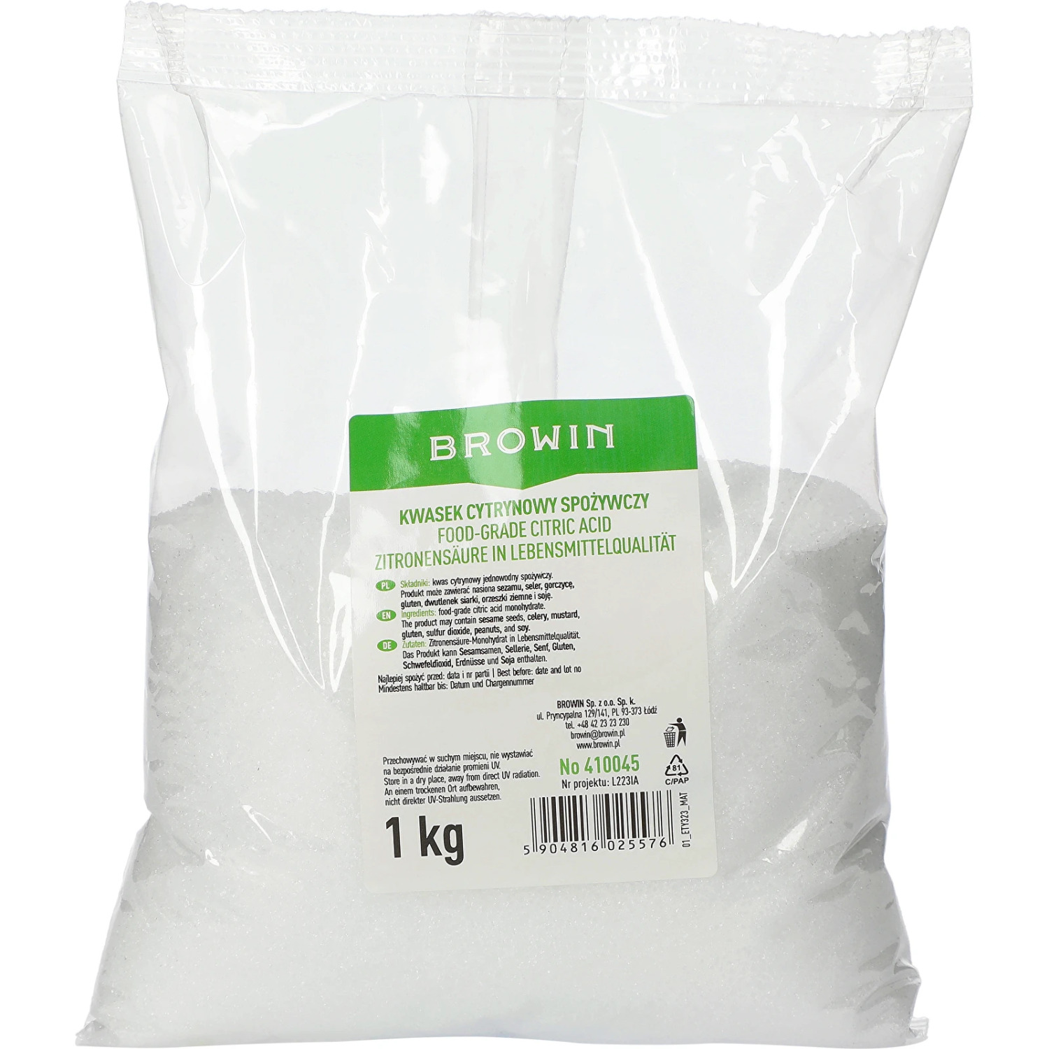 Browin pārtikas citronskābe 410045, 1kg, E330