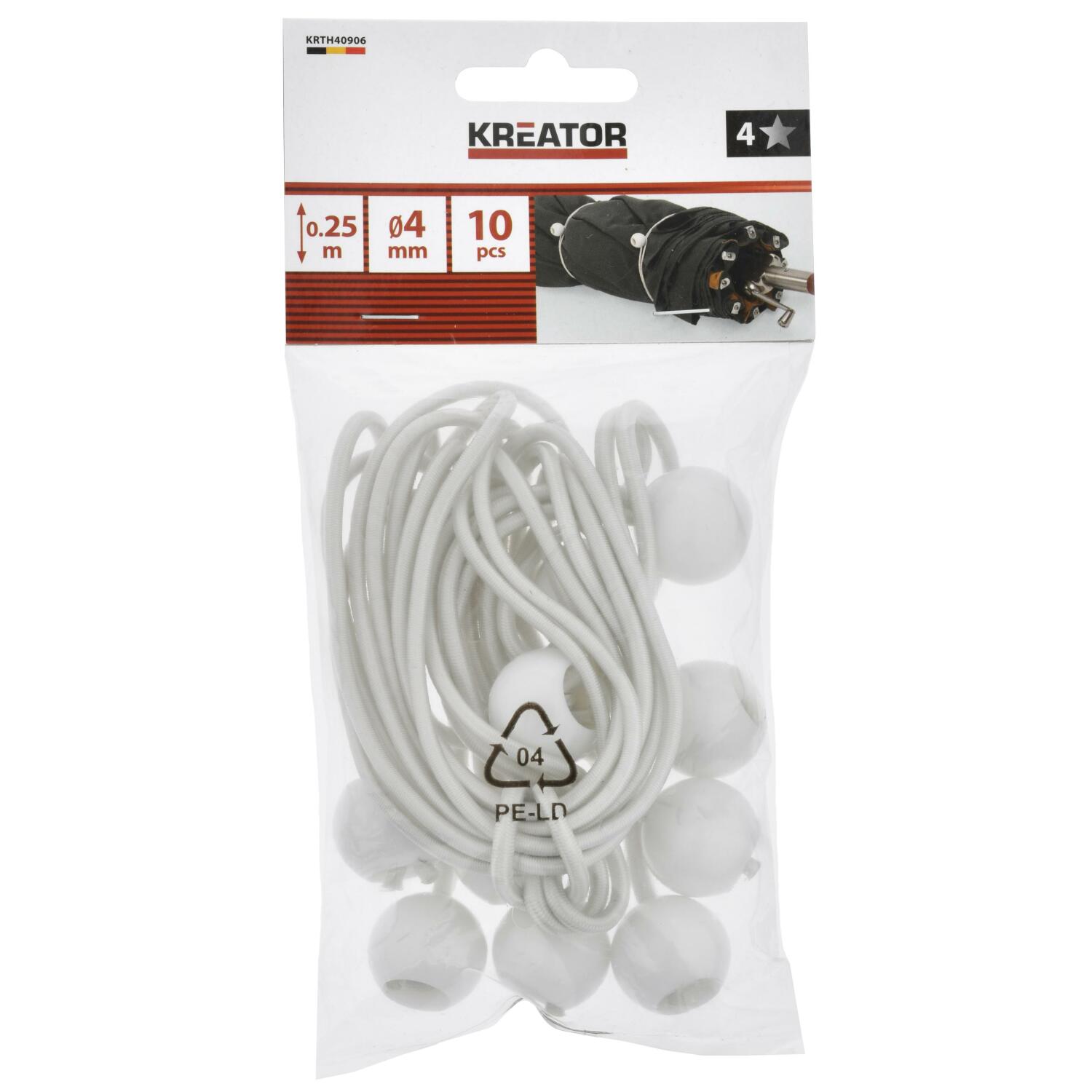 Bungee bumbiņu siksna Ø 4mm, 25cm