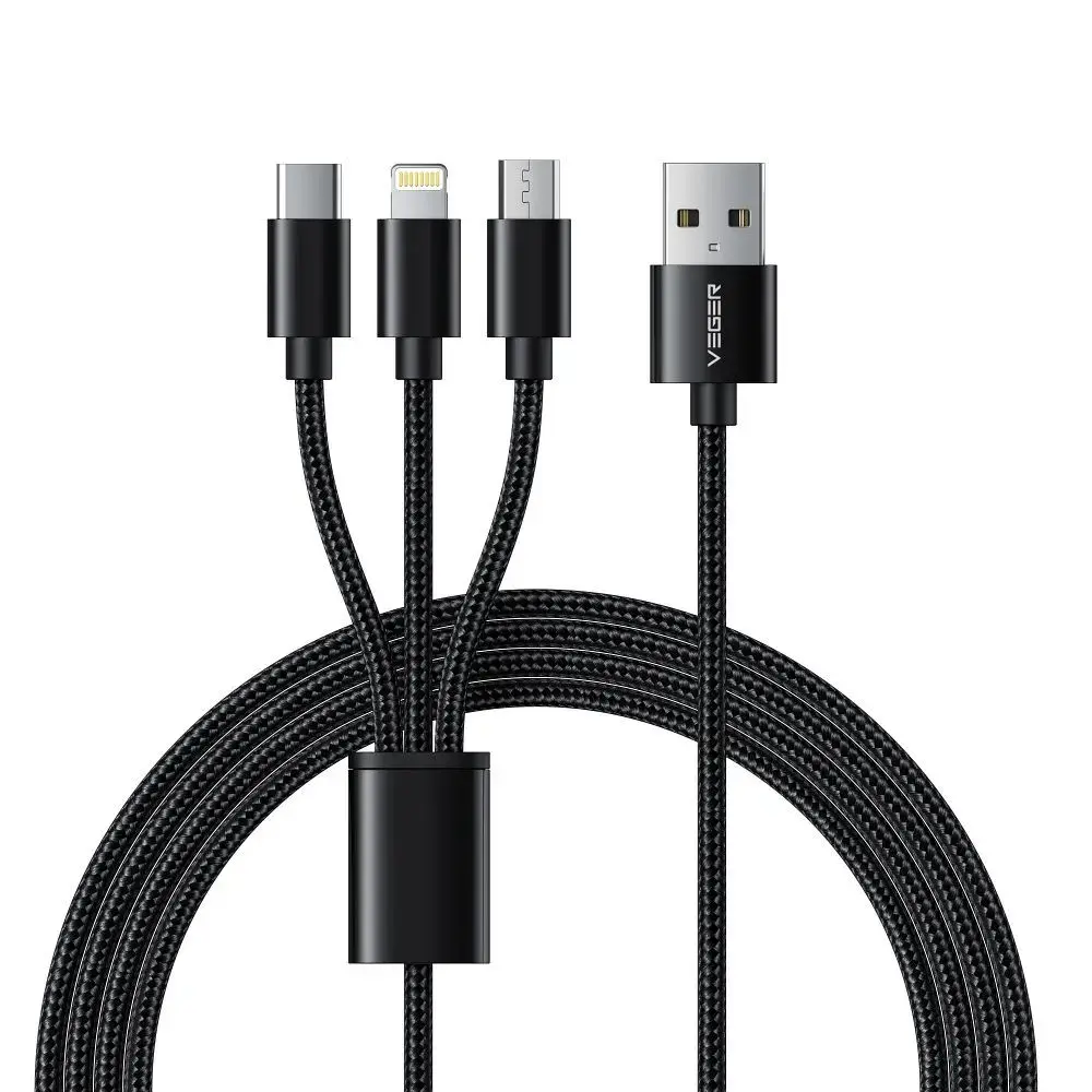 Cable 3in1 USB A to Lightning