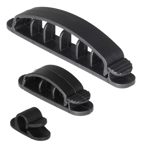 Cable holder DELTACO 10-pack, black /