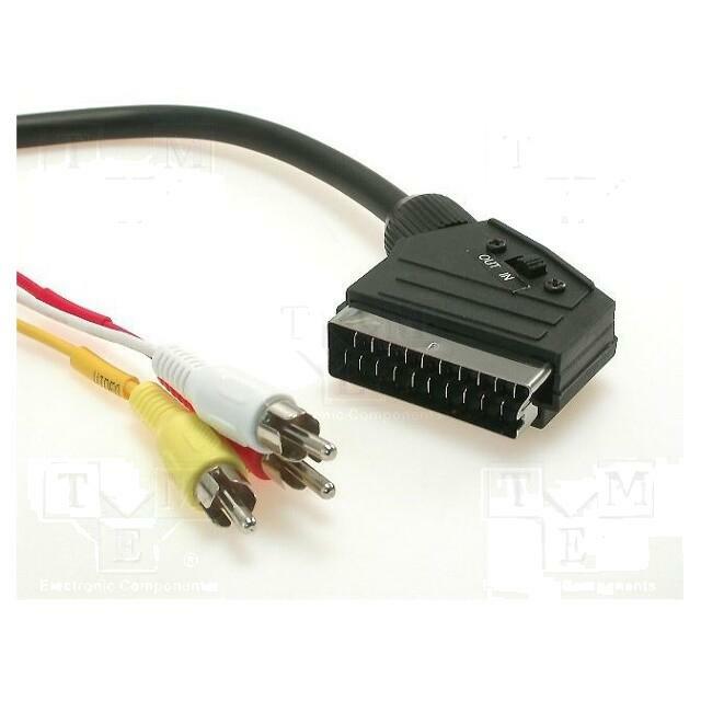 GOOBAY Cable; RCA plug x3,SCART