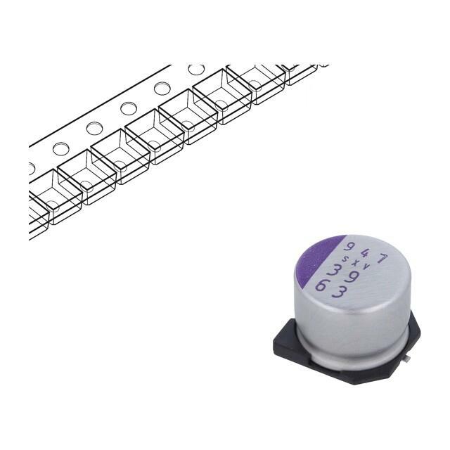 PANASONIC Capacitor: polymer; 39uF; 63VDC; SMD