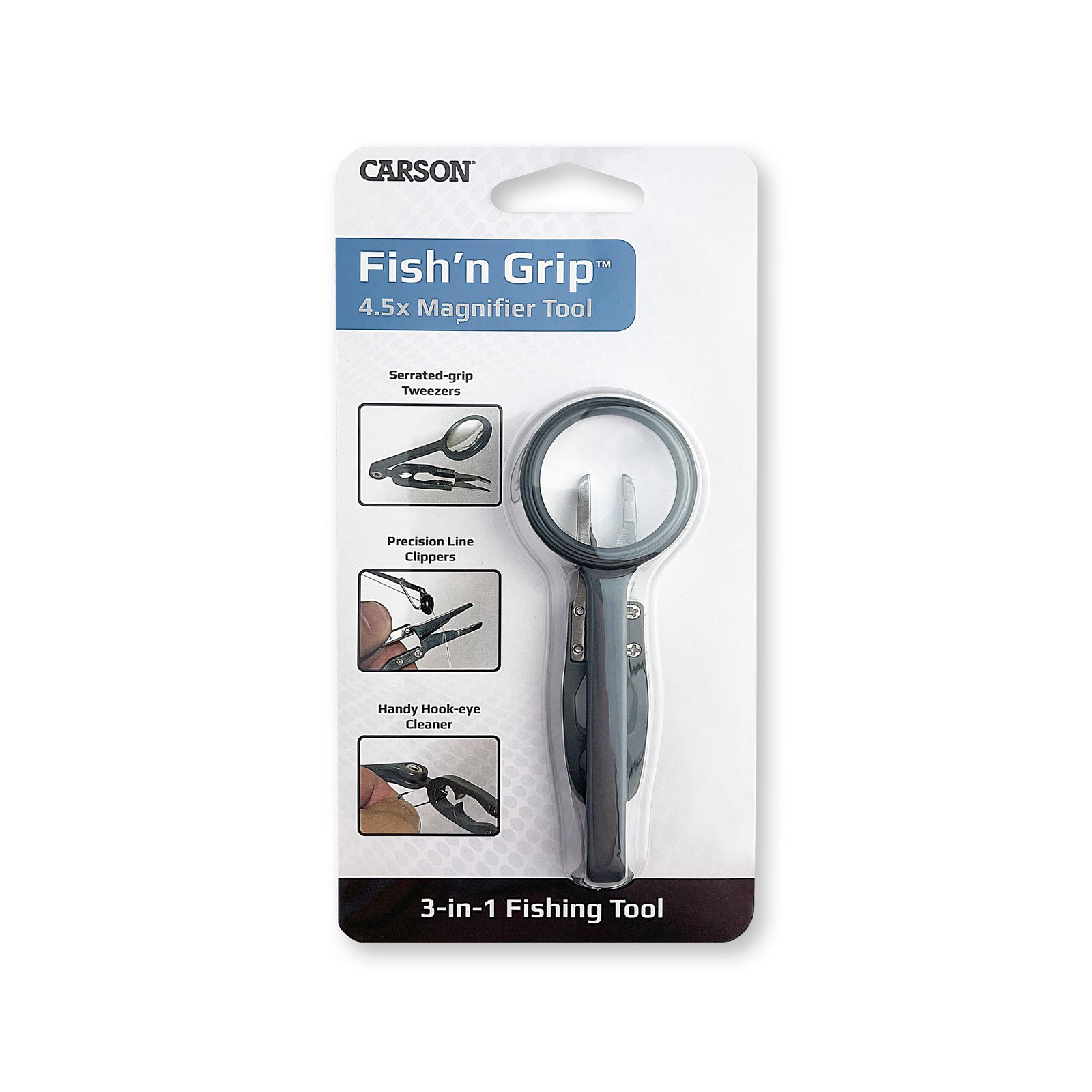 Carson palielināmais stikls Fish`n Grip 4x