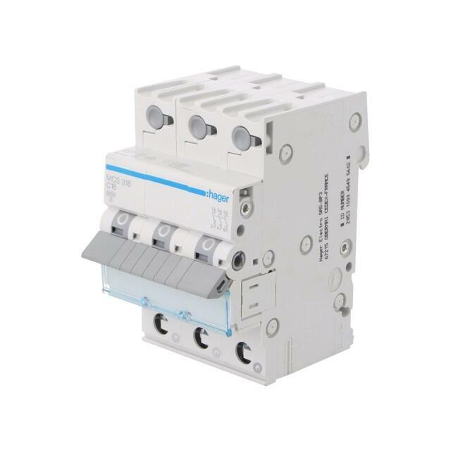 HAGER Circuit breaker; 230/400VAC; Inom: 16A