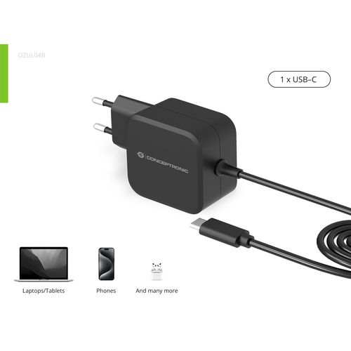 CONCEPTRONIC Lādētājs 1 ports GaN USB-C