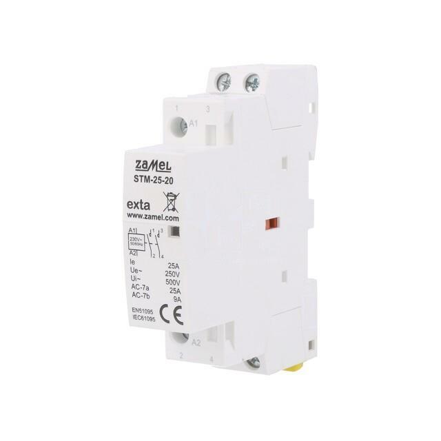 ZAMEL Contactor: 2-pole installation; 25A; 230VAC