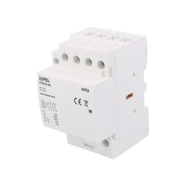 ZAMEL Contactor: 4-pole installation; 63A; 230VAC