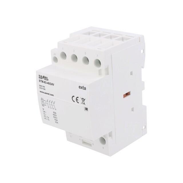 ZAMEL Contactor: 4-pole installation; 63A; 24VAC