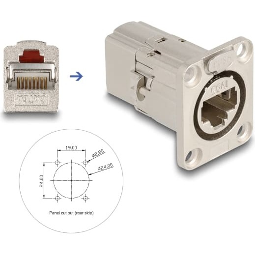 Delock D-Type RJ45 built-in connector /