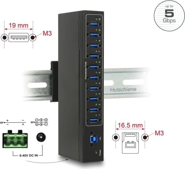 Delock External Industry Hub 10 x