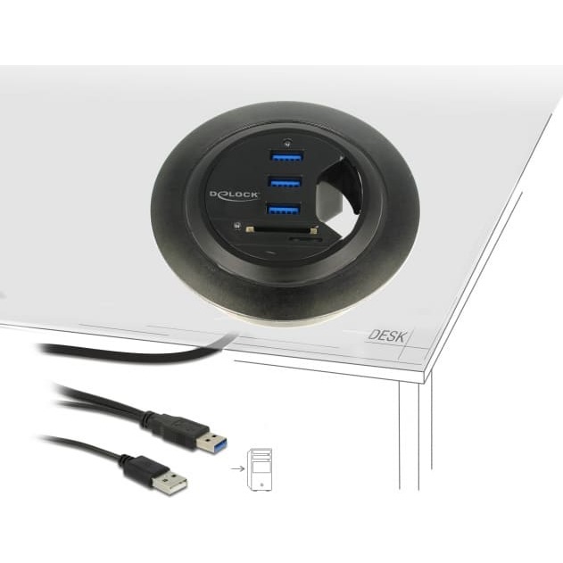 Delock In-Desk Hub 3 Port USB
