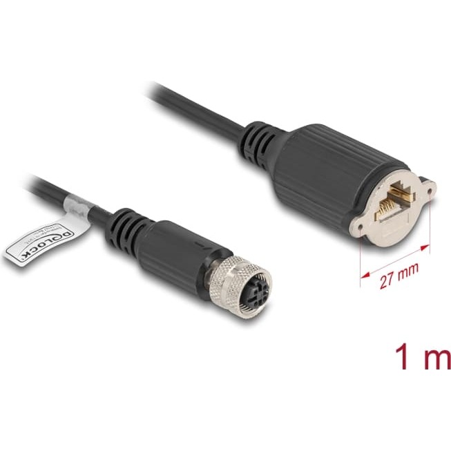Delock M12 Cable D-coded 4 pin
