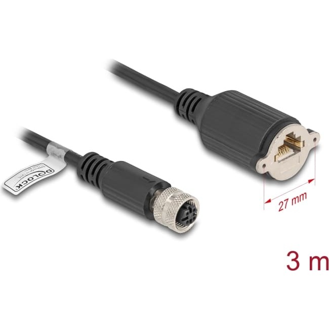 Delock M12 Cable D-coded 4 pin