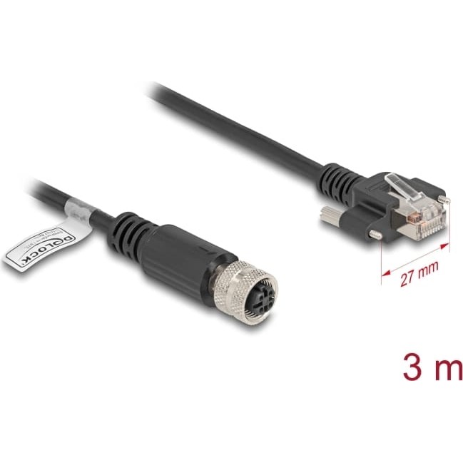 Delock M12 Cable D-coded 4 pin