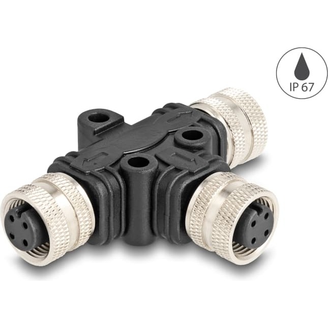 Delock M12 T-Splitter A-coded 4 pin