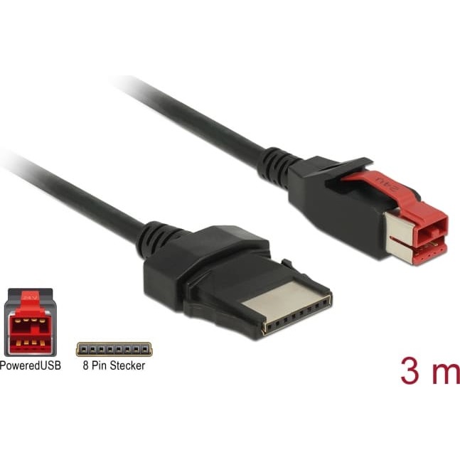 Delock PoweredUSB cable male 24 V