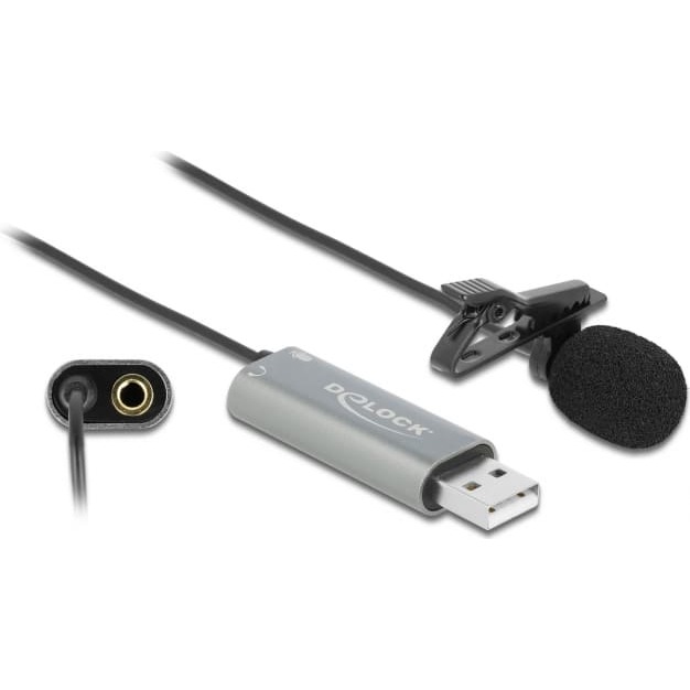 Delock USB Tie Lavalier Microphone Omnidirectional