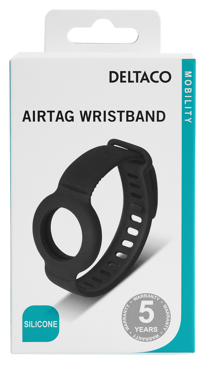 DELTACO Apple AirTag silikona aproce, melna