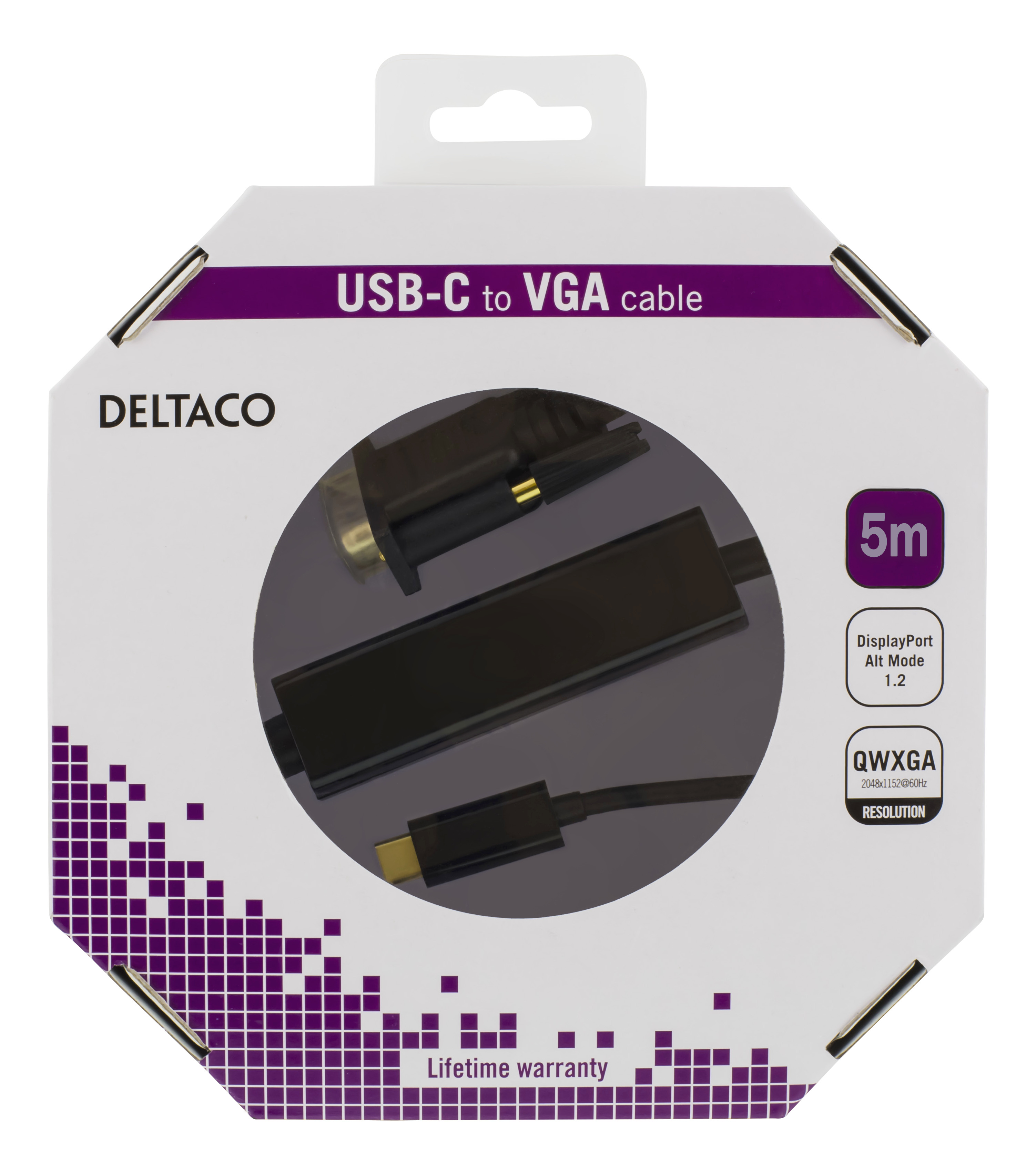 DELTACO USB-C - VGA, QWXGA 2048x1152