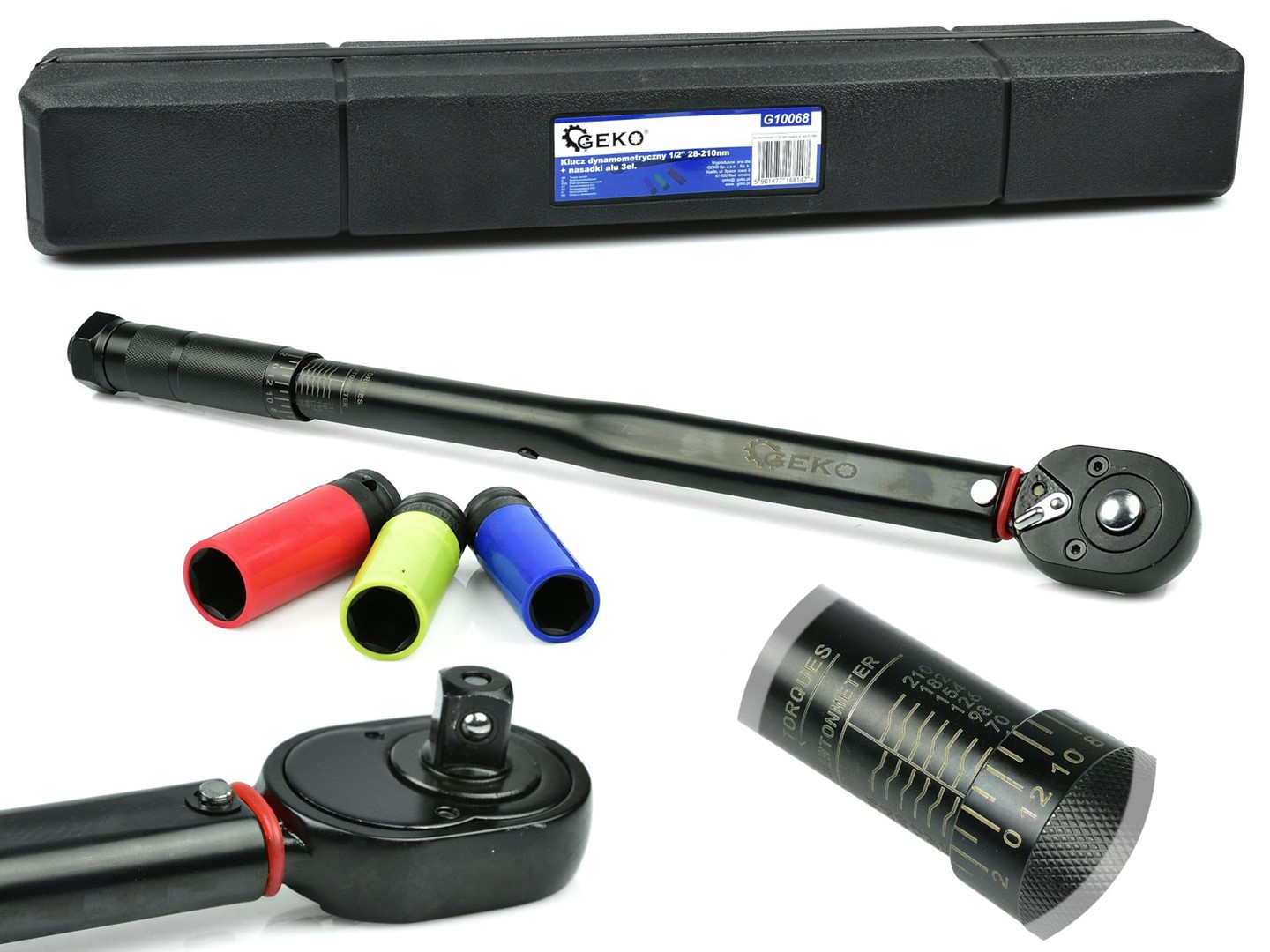 GEKO Dinamometriskā atslēga 1/2" 28-210 Nm