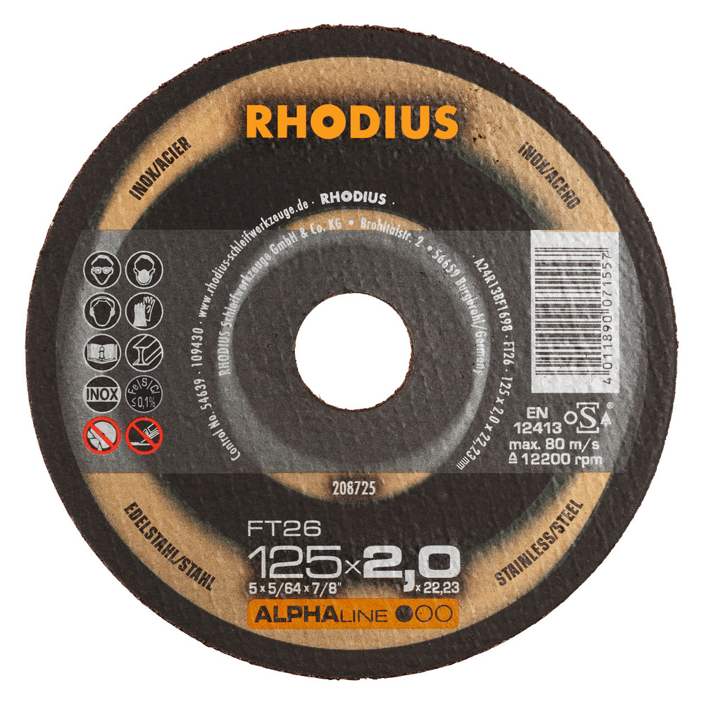 Disks metālam Rhodius FT26 180x2x22,23