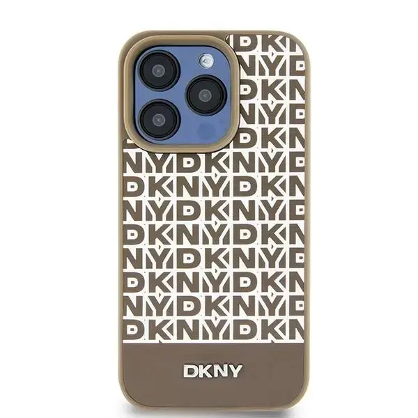 DKNY Leather Printed Pattern Metal Logo