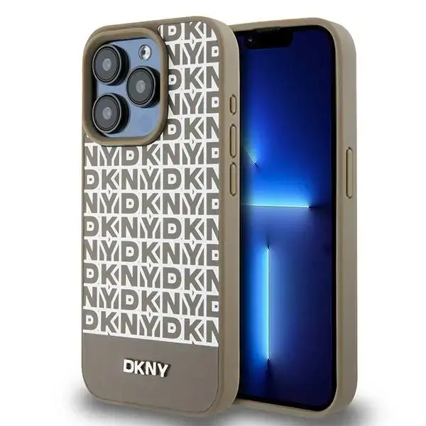 DKNY Leather Printed Pattern Metal Logo