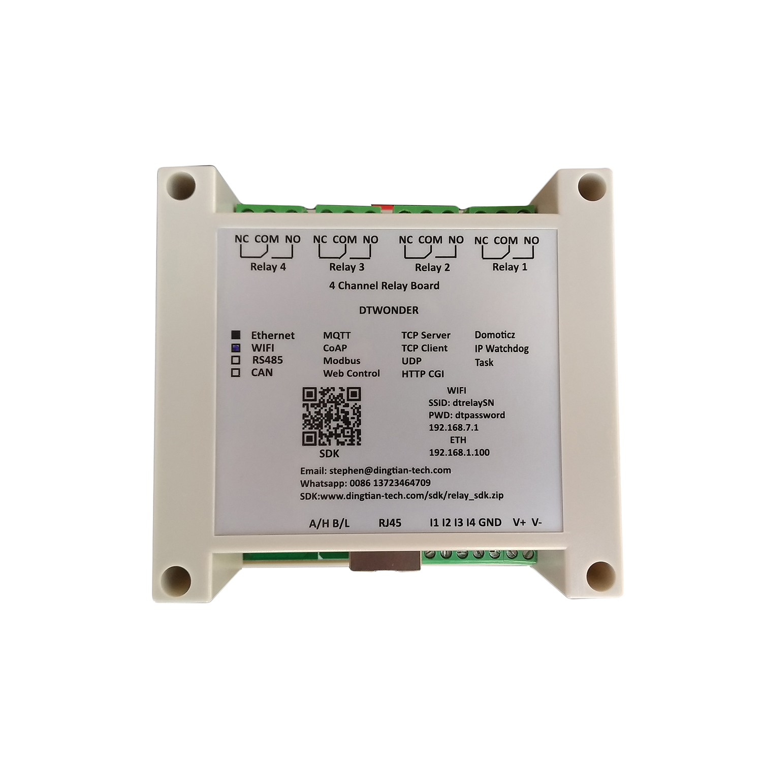 DT-R004 ~ IP/WIFI 4 kanalu releja