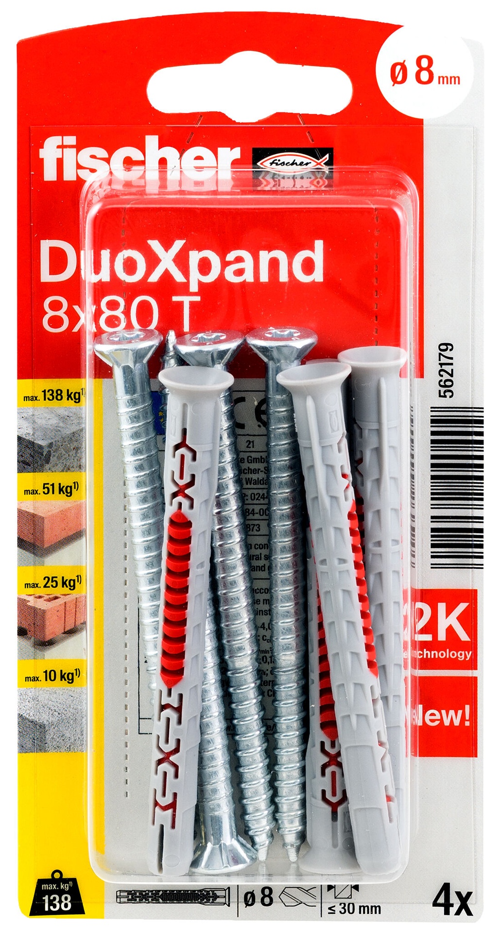 FISCHER DuoXpand skrūve un kontaktdakša 8x80