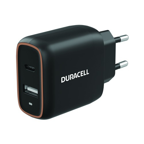 Duracell sienas lādētājs 1xUSB-A + 1xUSB-C