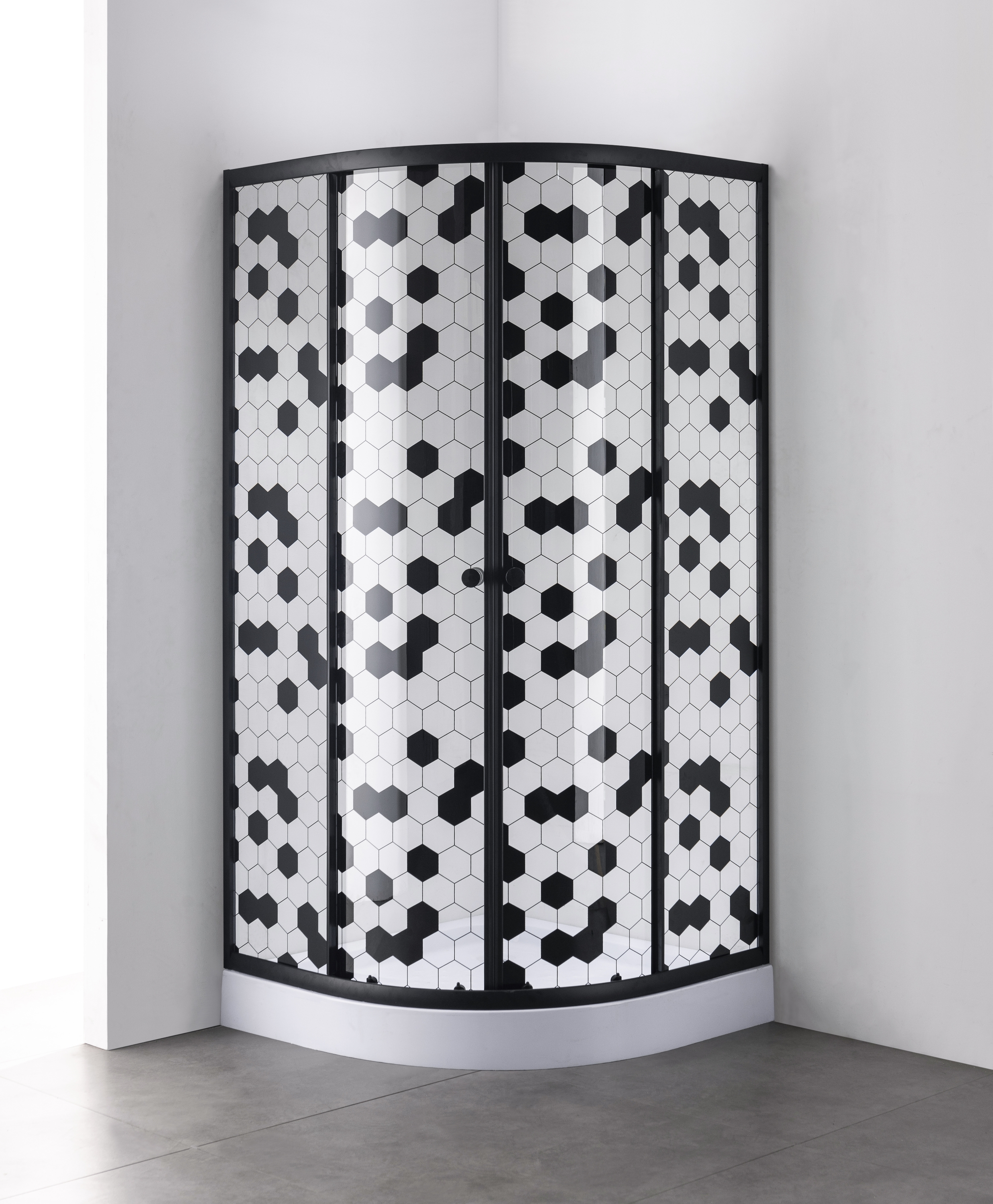 Dušas stūris GOTLAND Honeycomb 90X90X195,  pusapaļš