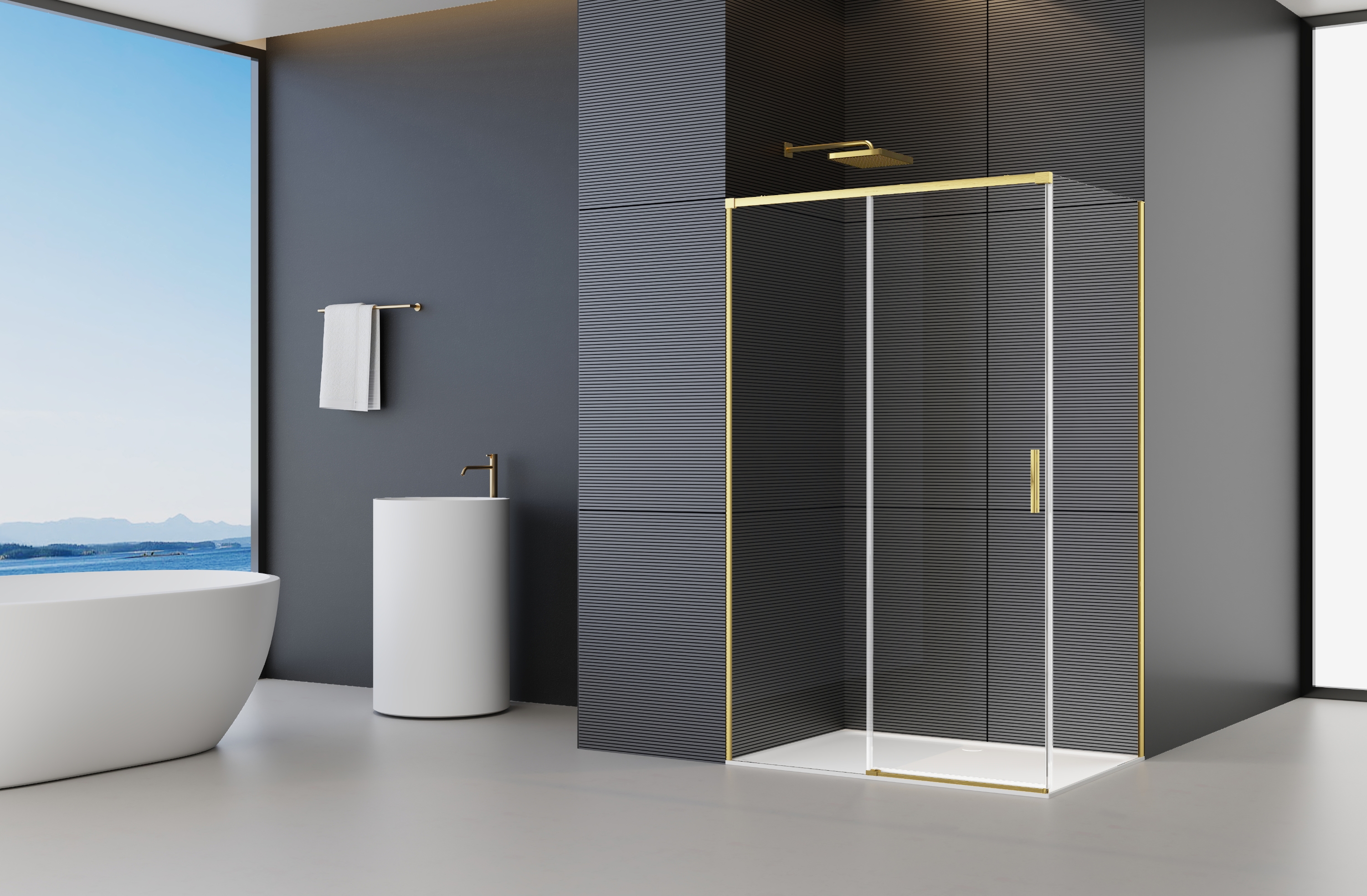 VENTO Dušas stūris Treviso Gold 120X80X195