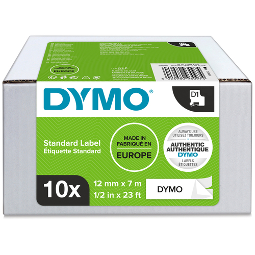 Dymo 1x10 D1 etiķete 12mmx7m melns