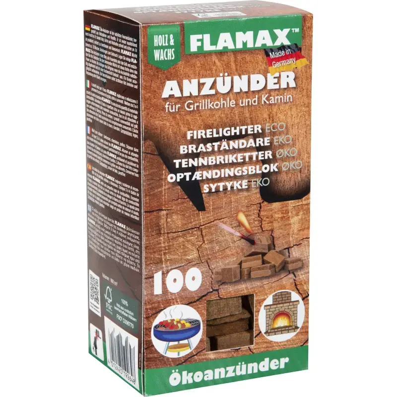 Flamax Ekoloģiskie aizdedzināšanas kubiņi 100gb (1319264)