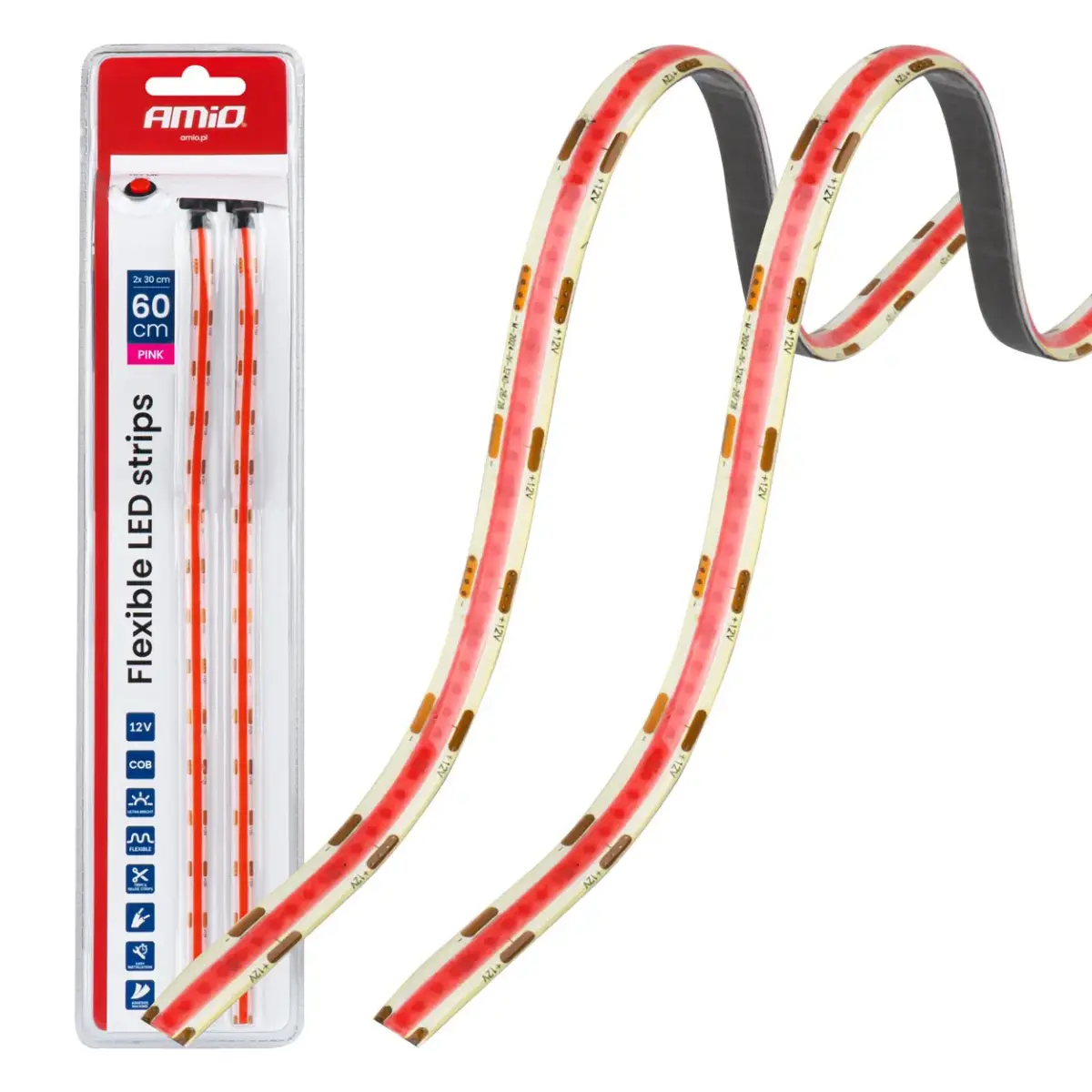Elastīgas auto salona LED lentas rozā