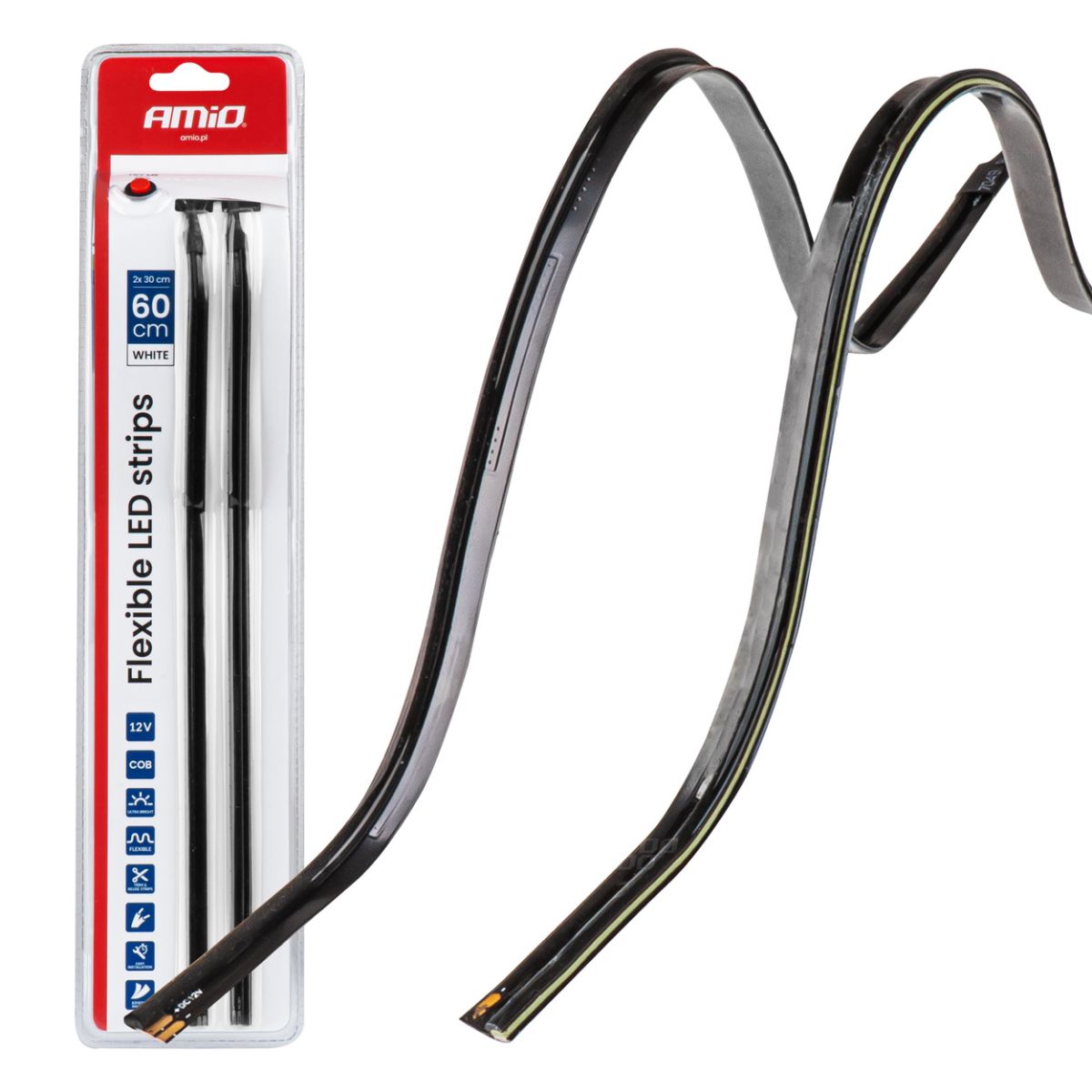 AMiO Elastīgas LED sānu lentes, baltas