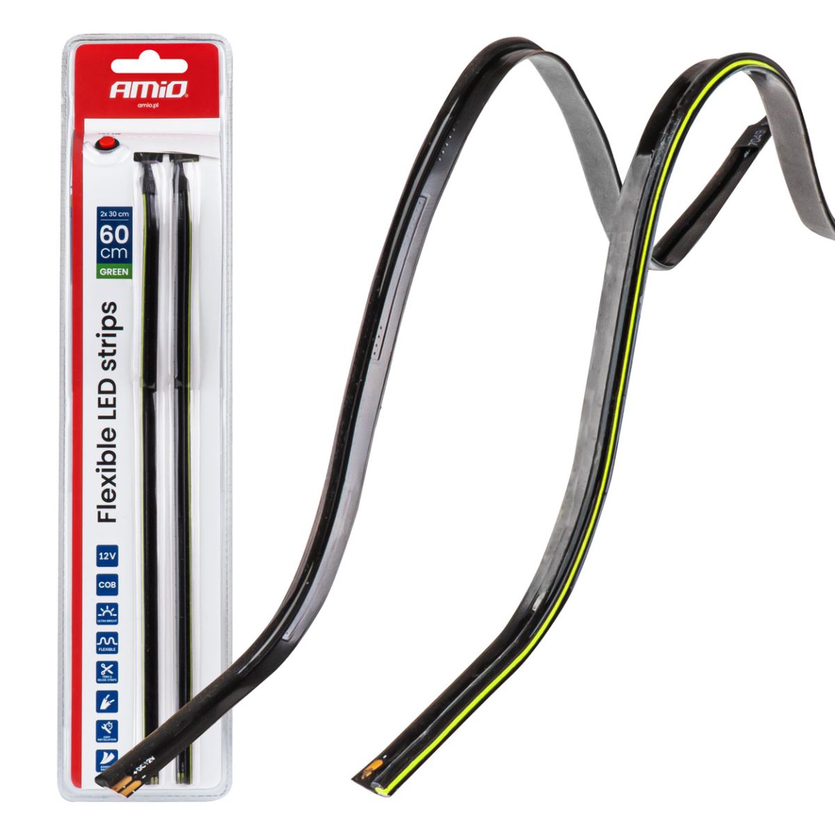 AMiO Elastīgas LED sānu lentes, zaļas