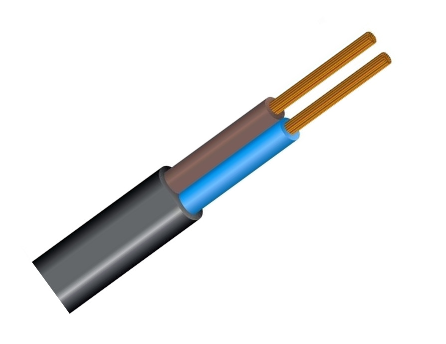 Elektrības kabelis melns 2*1.0 BVV-PLL