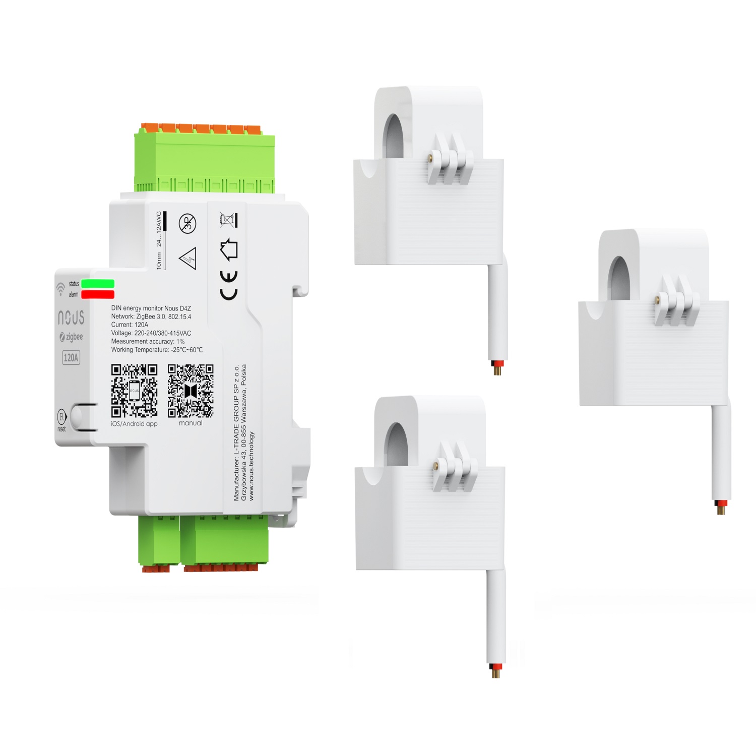 Elektrības skaitītājs, trīs fāzes, 230/410VAC, 120A