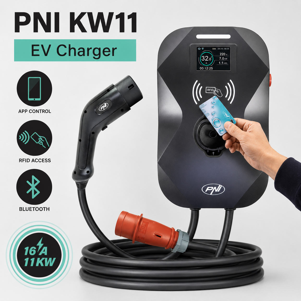 PNI ® Elektroauto uzlādes stacija 11kW